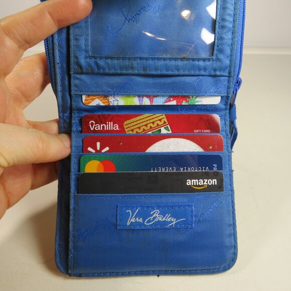 Vera Bradley Capri Blue Mini Zip Wallet quilted cotton - Picture 7 of 9